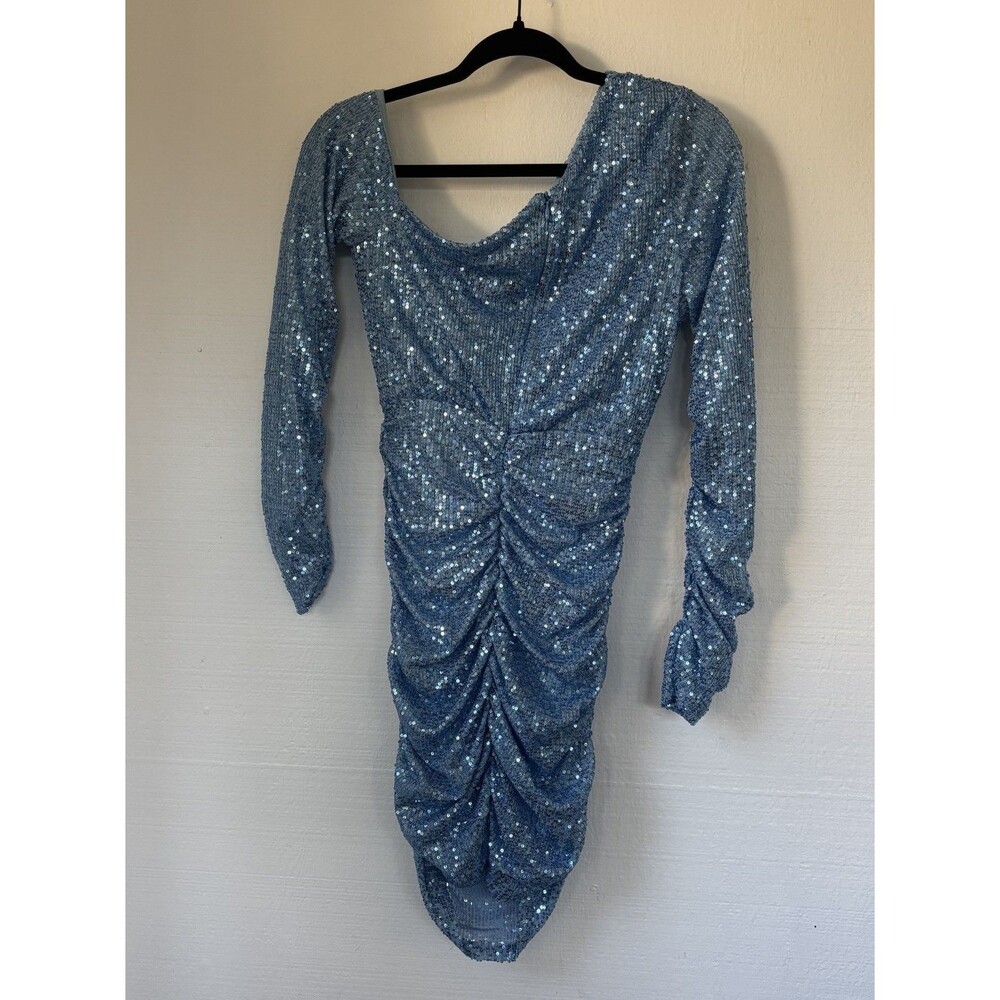 Fashion Nova Club Guestlist Sequin Mini Dress Blue M NWT Winter Formal Cocktail - Picture 3 of 12